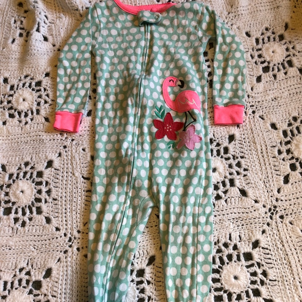Flamingo zip up pajama set